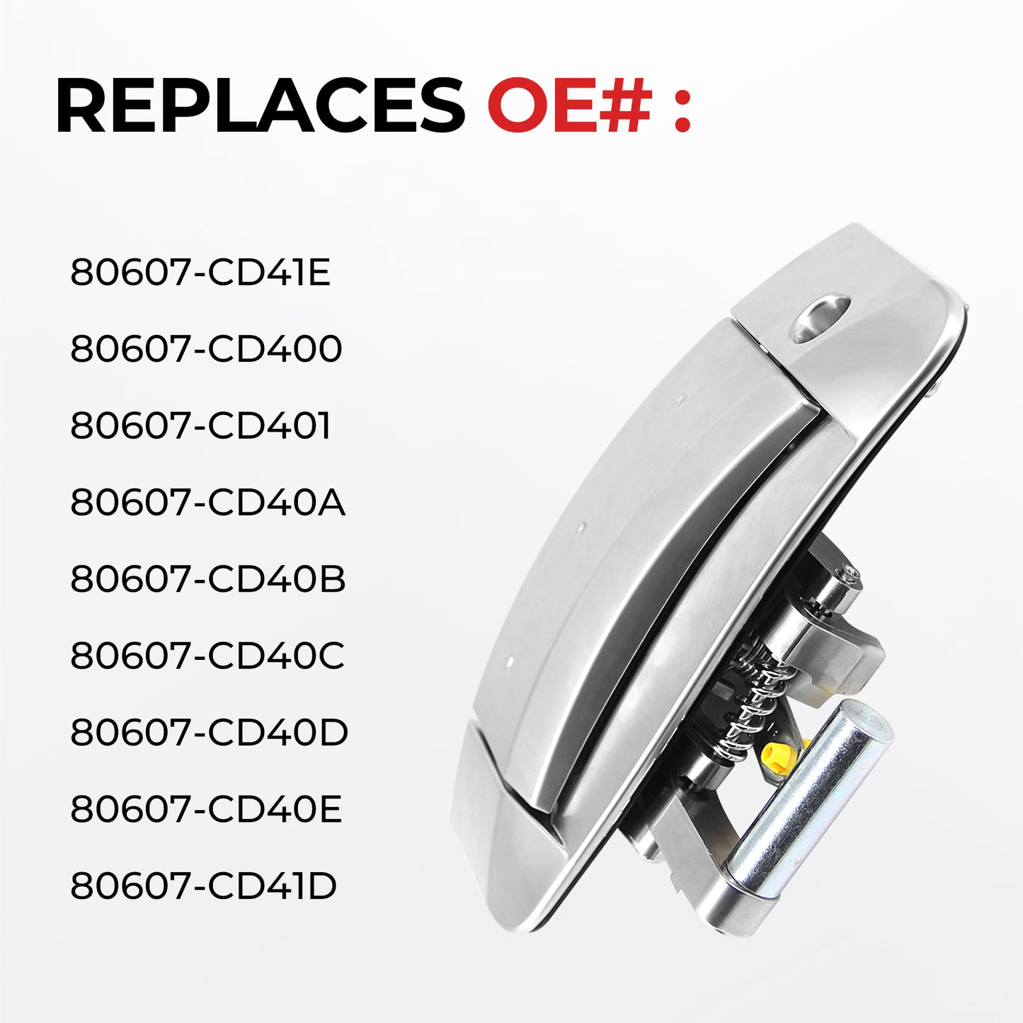 VeloCore Exterior Door Handle Left Driver Side Compatible with 2003-2009 Nissan 350Z, Replaces 80607-CD41E, 80607-CD40B, 80607-CD40E, 80607-CD41D