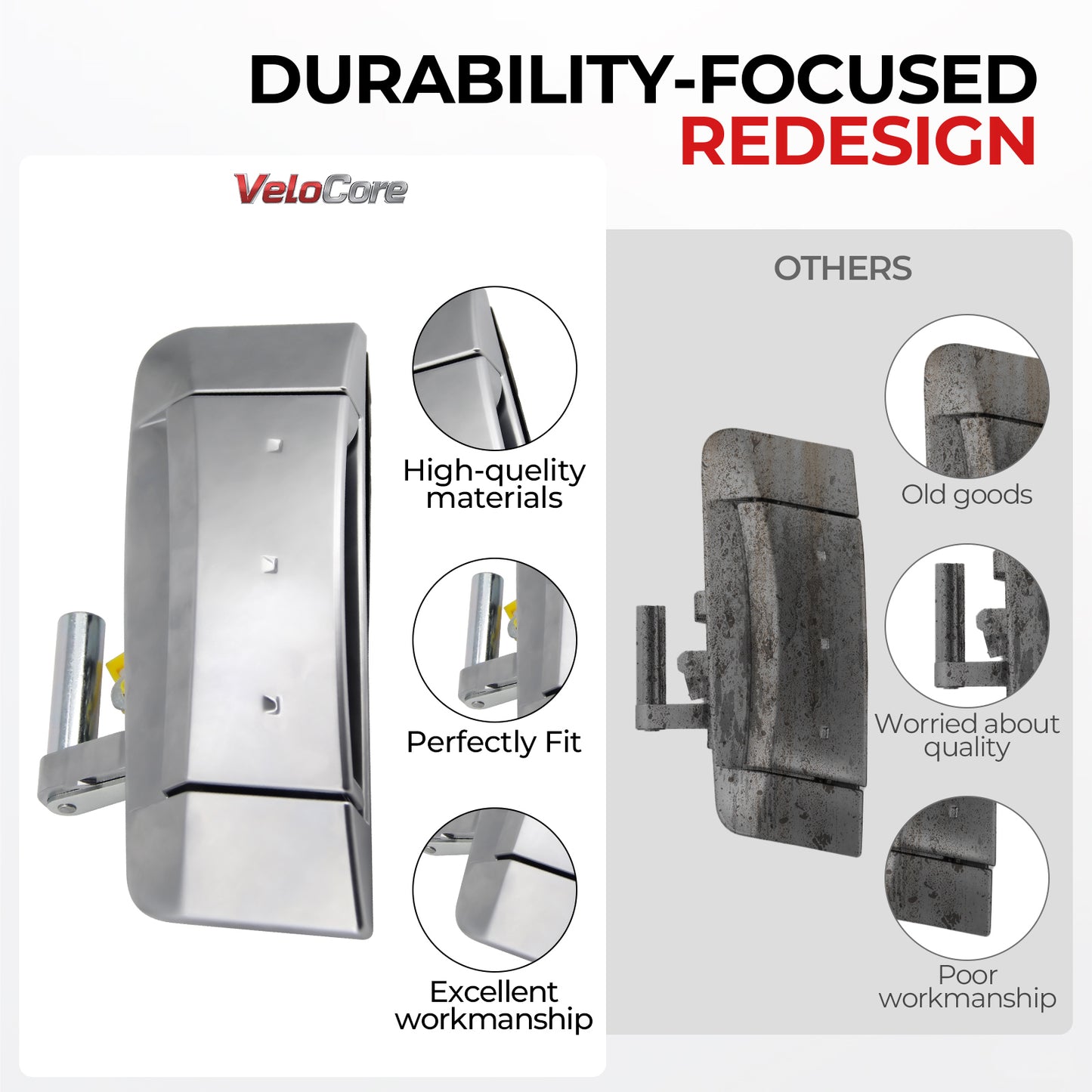 VeloCore Exterior Door Handle Right Passenger Side Compatible with Nissan 350Z 2003-2009, Replaces OE# 80606-CD01E, 80606-CD00E, 80606-CD00B, 80606-CD00C, 80606-CD01D