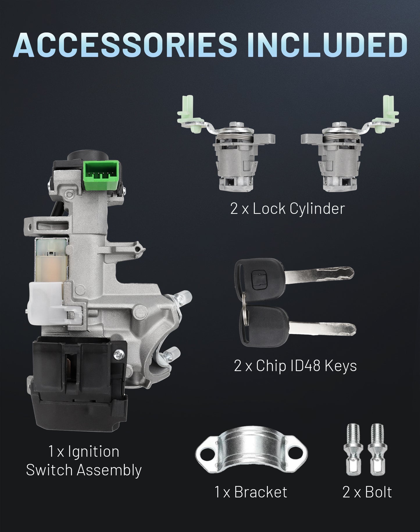 Honda Ignition Lock Cylinder & Door Lock Set 35100-SDA-A71 - with 2 Keys ID48 (2003-2007)