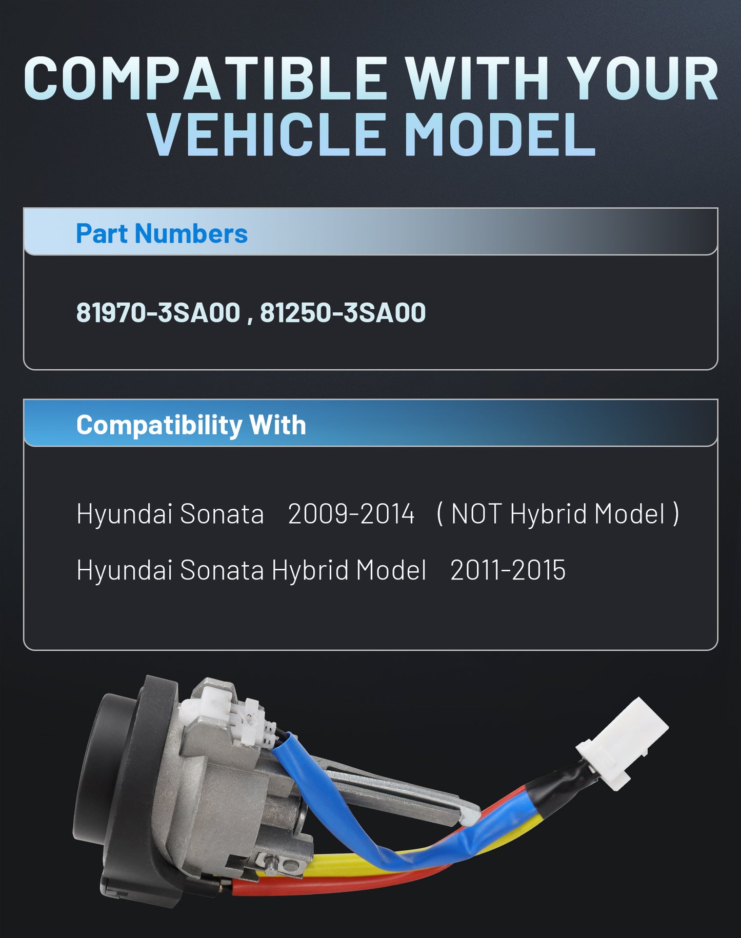 Hyundai Sonata Ignition Lock Cylinder Set 81970-3SA00 - with Door & Trunk Lock 2 Keys (2009-2015)