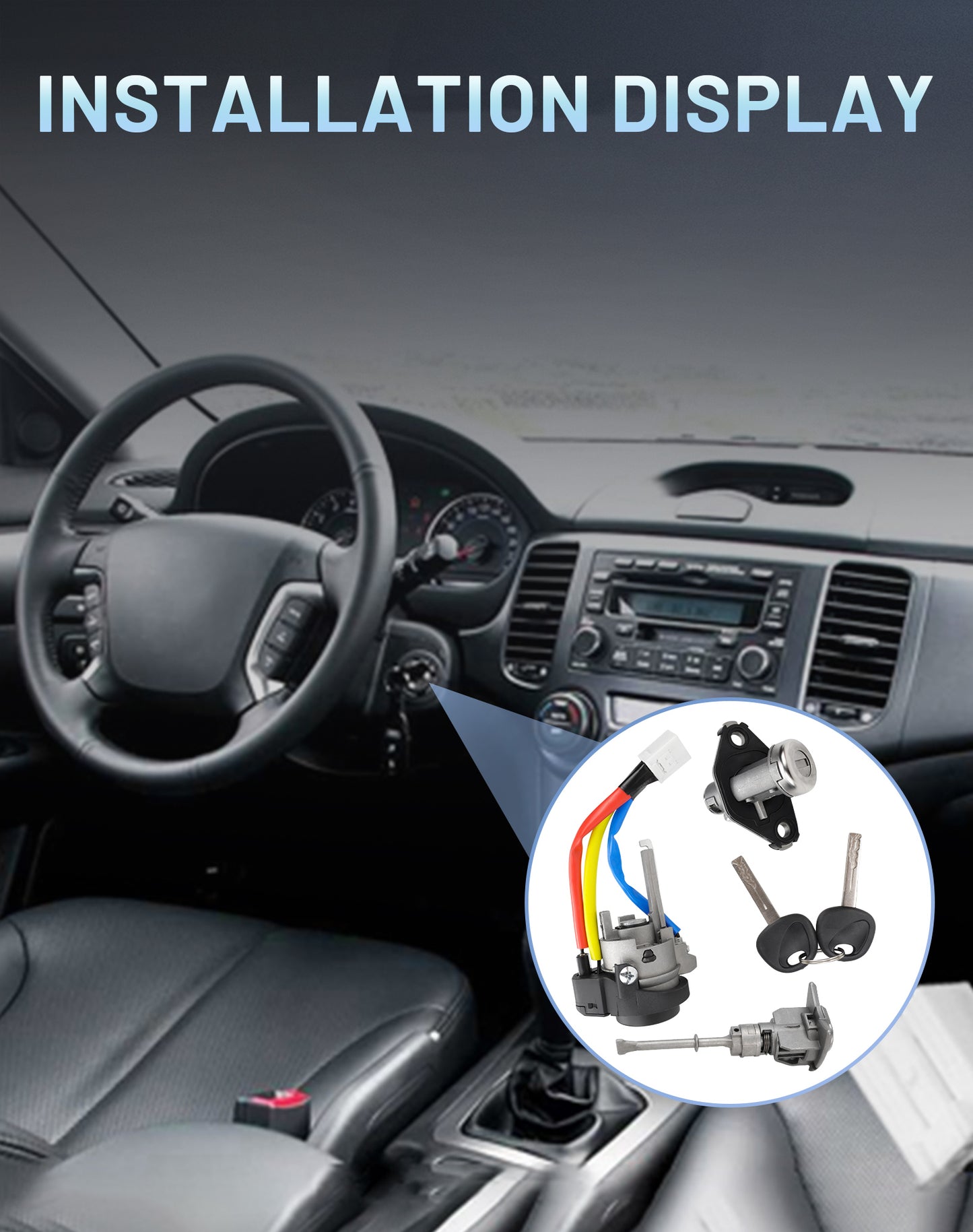 Hyundai Sonata Ignition Lock Cylinder Set 81970-3SA00 - with Door & Trunk Lock 2 Keys (2009-2015)