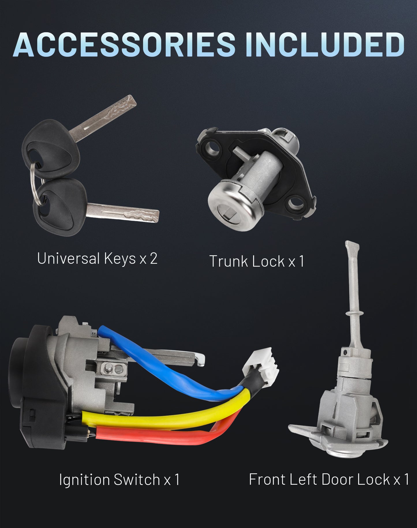 Hyundai Sonata Ignition Lock Cylinder Set 81970-3SA00 - with Door & Trunk Lock 2 Keys (2009-2015)
