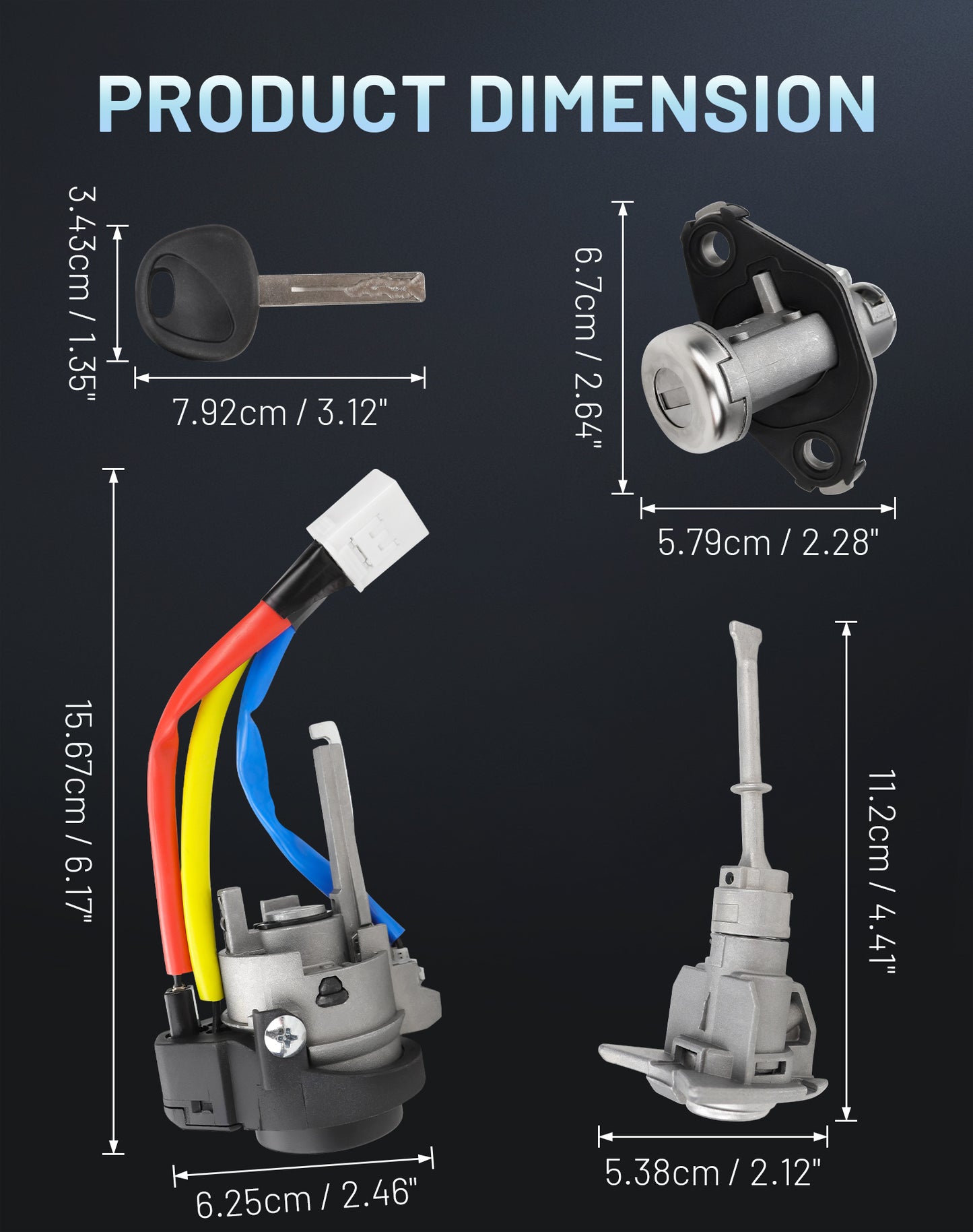 Hyundai Sonata Ignition Lock Cylinder Set 81970-3SA00 - with Door & Trunk Lock 2 Keys (2009-2015)