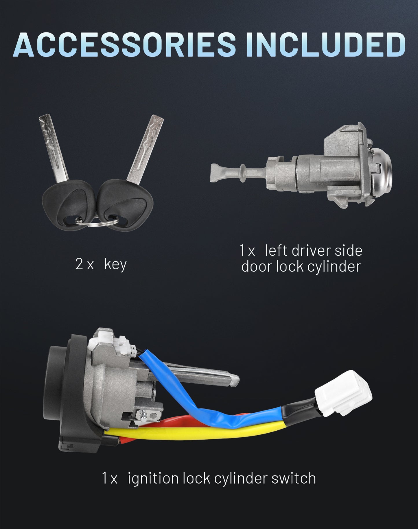 Kia Ignition Lock Cylinder & Door Lock Set 81900-1WK00 - with 2 Keys (2011-2017)