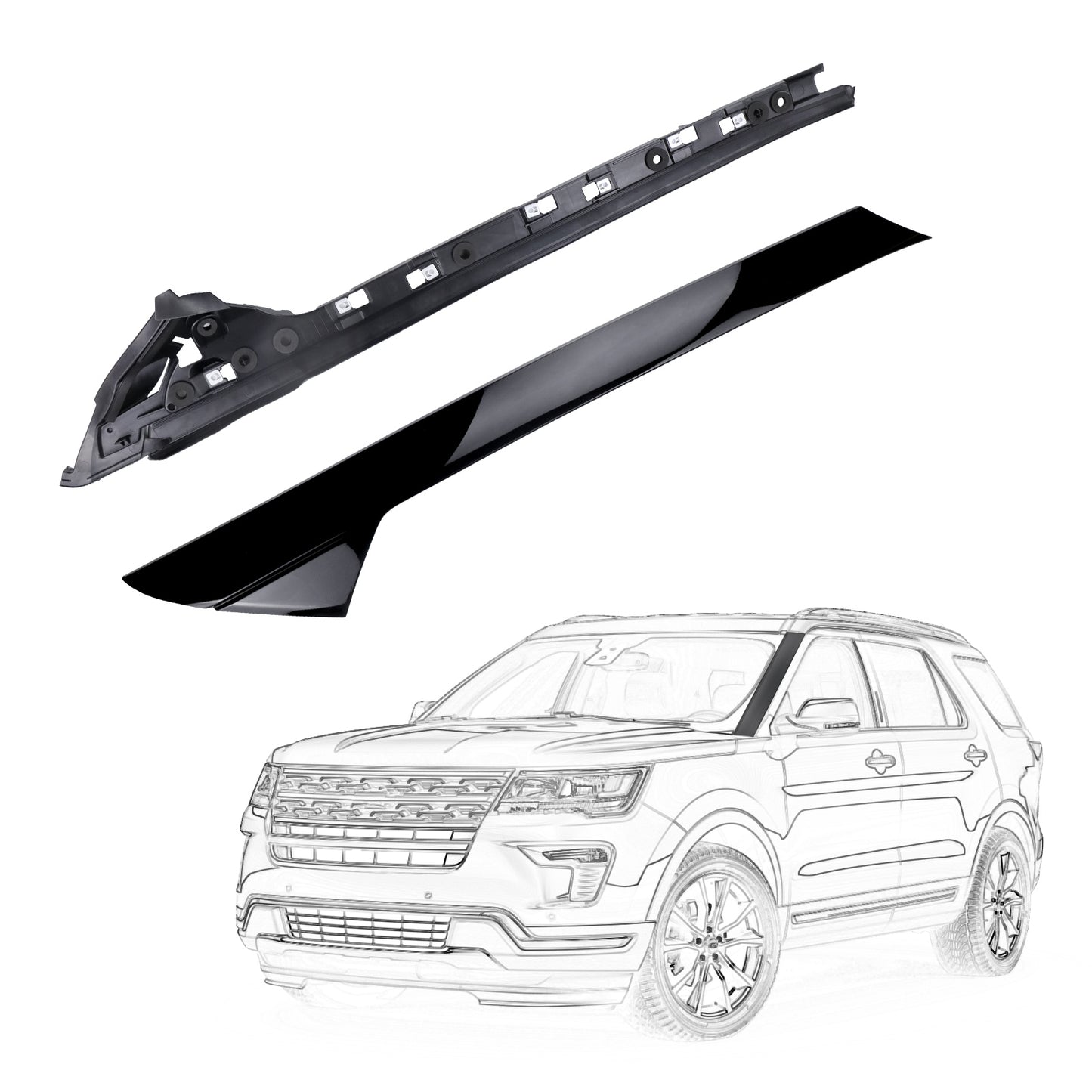 Ford Explorer Windshield Trim Molding Set (2011-2019) - OEM Quality A-Pillar Replacement | FEXON