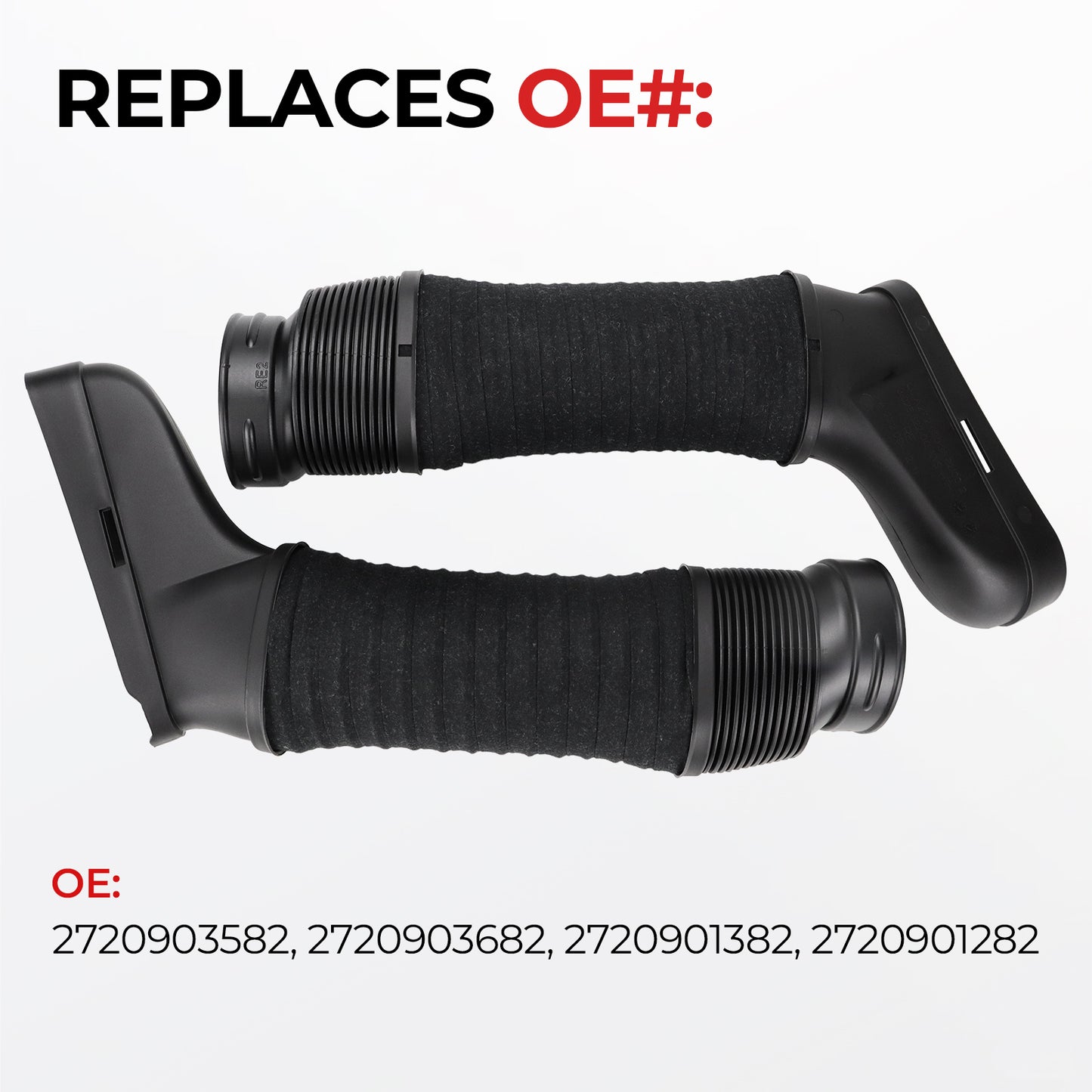 Black automotive air filter with OE number placeholders on a white background