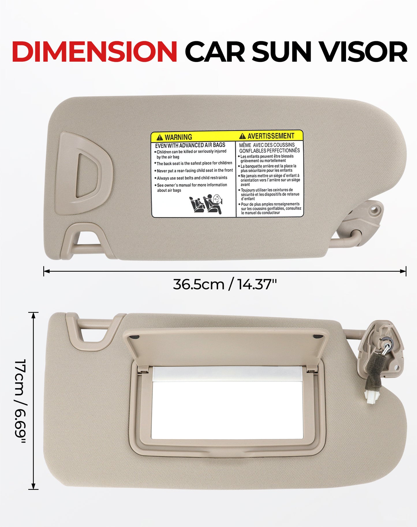 Nissan Altima Passenger Sun Visor 964003TA2A - Right Side Grey (2013-2018)