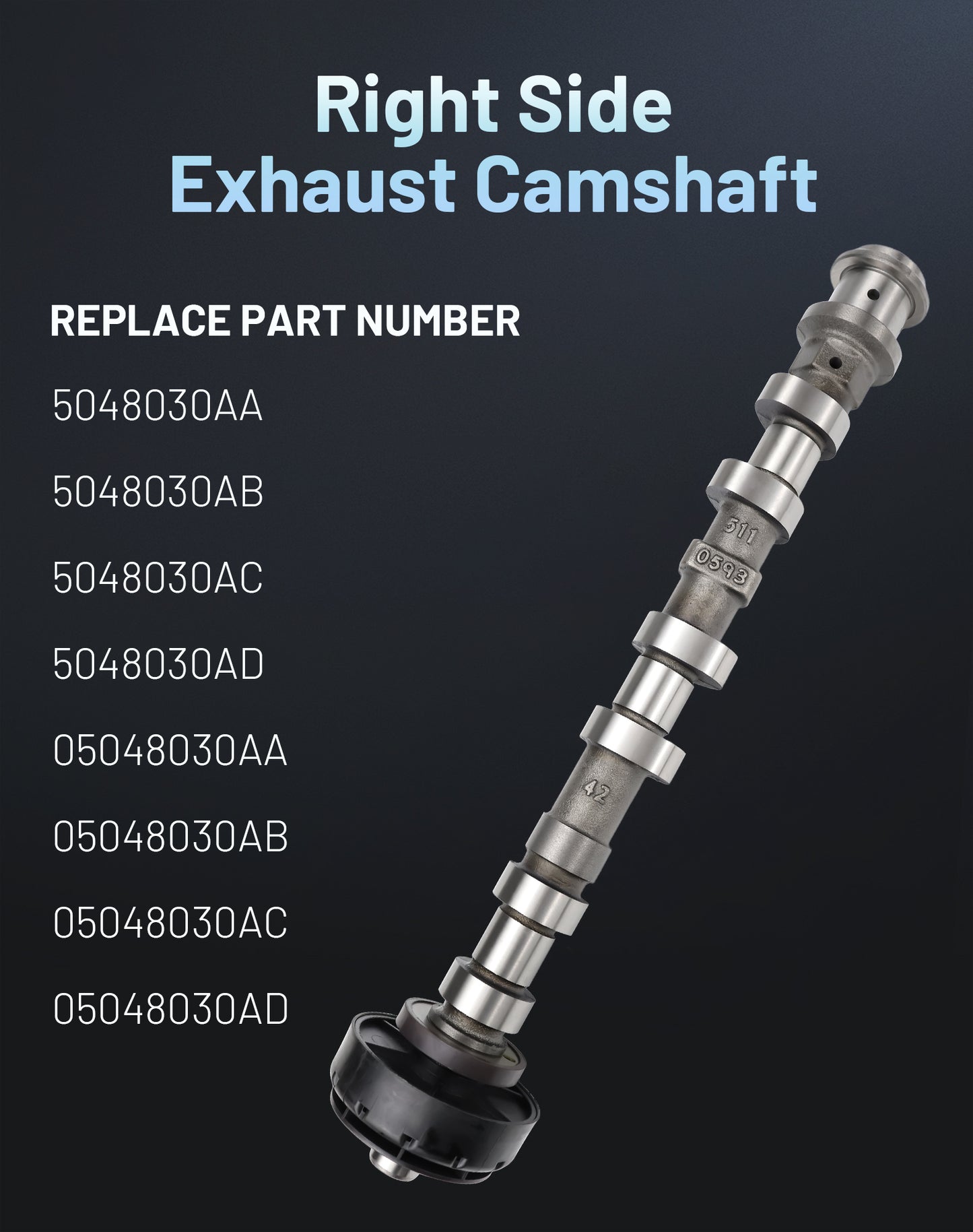 Jeep Dodge Ram Exhaust Camshaft 5048030AA - Right Side 3.6L V6 (2016-2024)