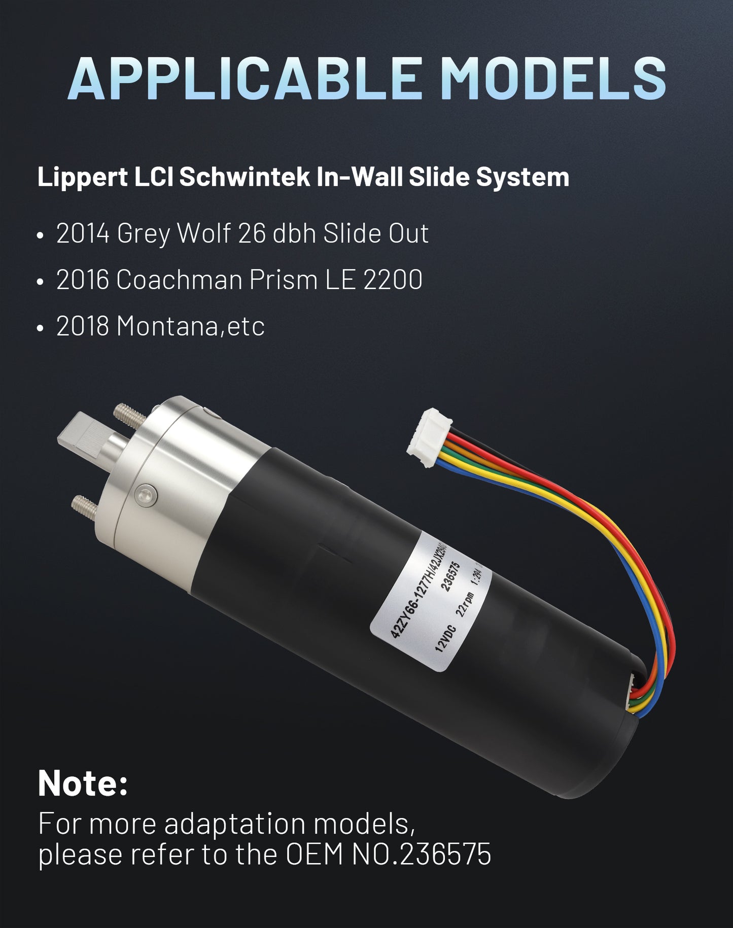 RV Slide Out Motor 236575 - Lippert Schwintek System 12V IG-42 300:1