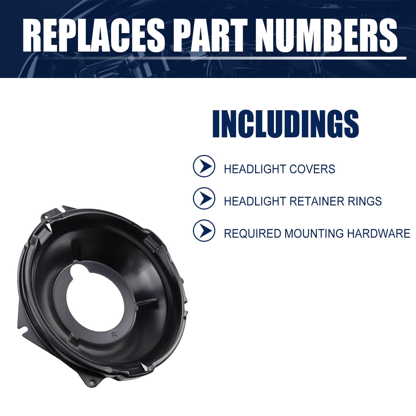 FEXON Headlight Retainer Ring & Mounting Bucket Assembly Kit with Hardware for 1967-1969 Chevy Camaro, 1969-1970 Nova, 1970 Monte Carlo, 1968 Chevy II