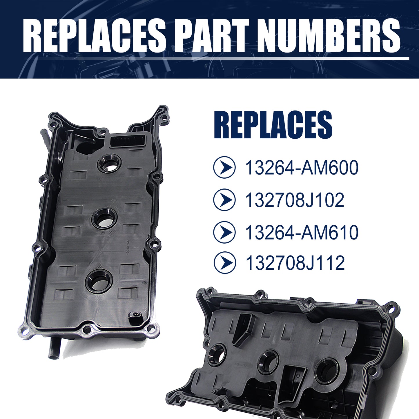 FEXON Engine Valve Cover Set Compatible with Nissan 350Z, Infiniti FX35, G35, M35,13264-AM600, 132708J102, 13264-AM610, 3-Pack