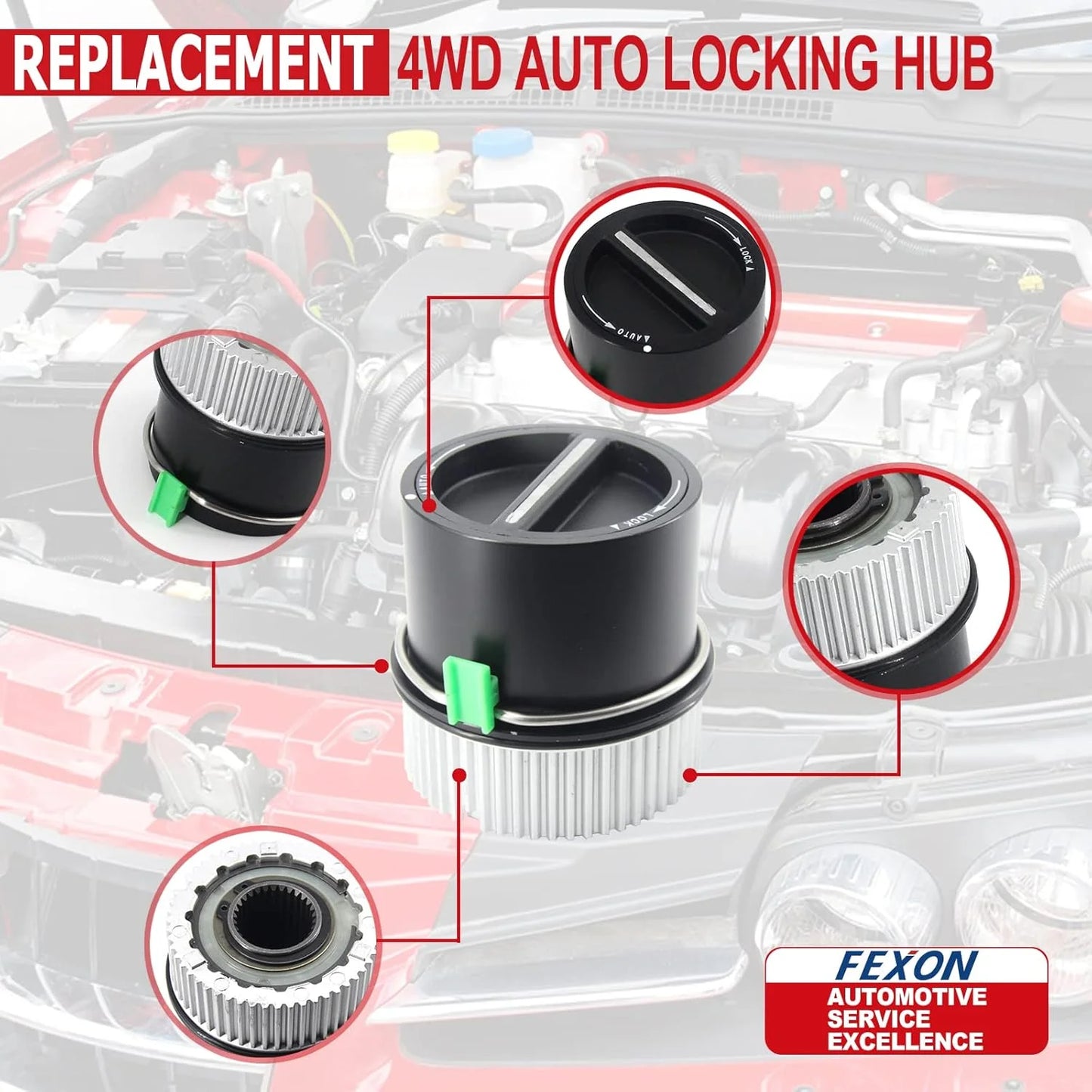FEXON 4WD Auto Locking Hub Pair Kits Replacement,1C3Z-3B396-CB and 600-203. 2 Pack