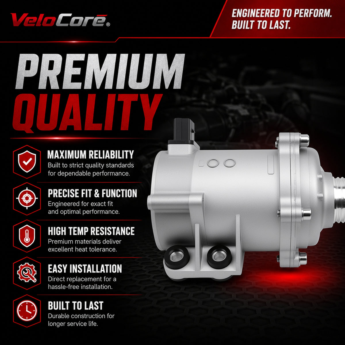 VeloCore 4 Pins Electric Water Pump 11517597715 with Wire and Bolts