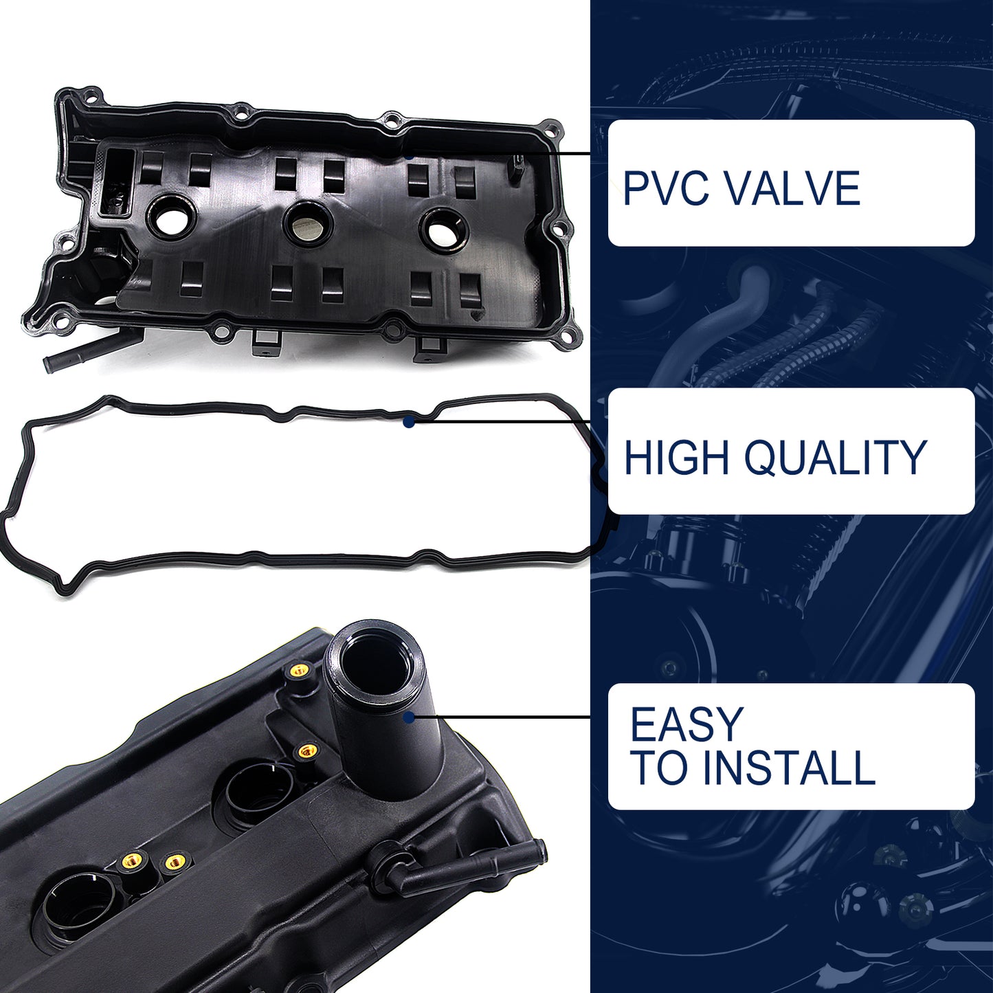 FEXON Engine Valve Cover Set Compatible with Nissan 350Z, Infiniti FX35, G35, M35,13264-AM600, 132708J102, 13264-AM610, 3-Pack