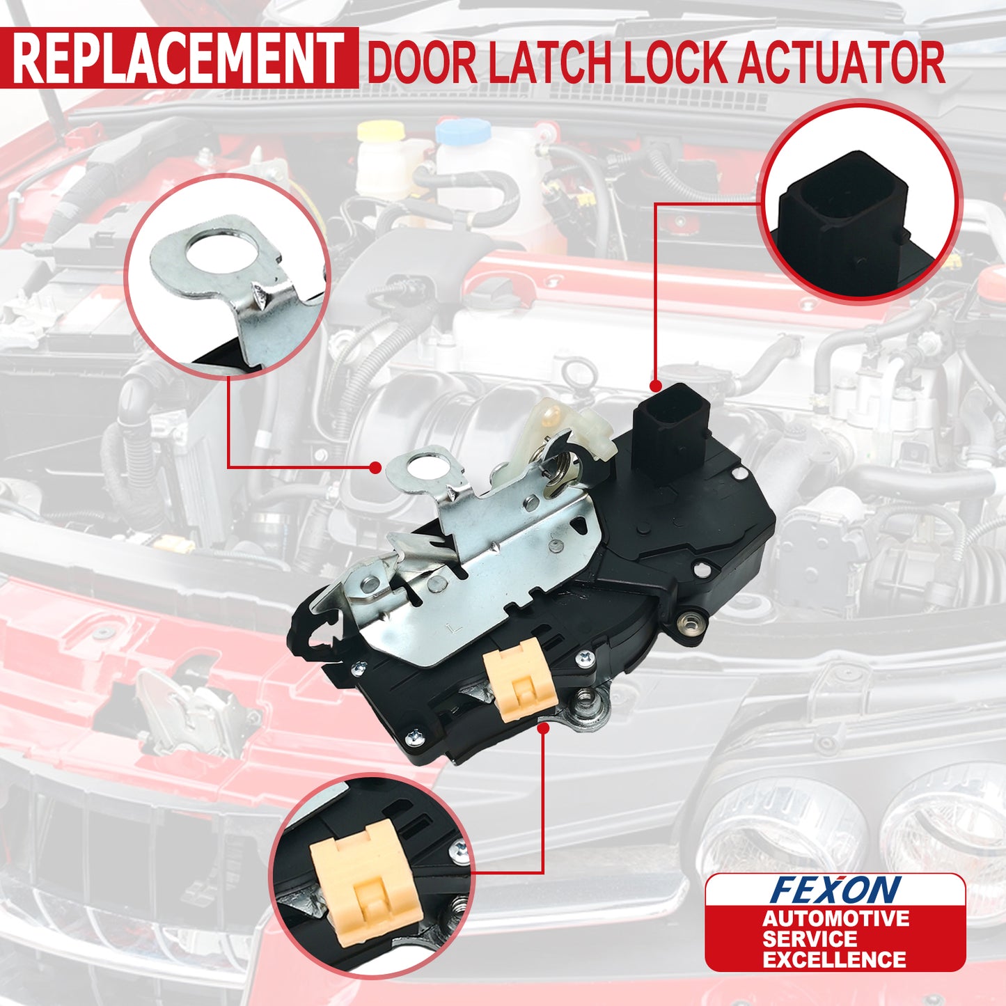 FEXON Door Lock Actuator Kit 4pcs Front & Rear for Chevy Silverado Suburban Tahoe Avalanche, GMC Sierra Yukon XL, Cadillac Escalade EXT ESV 2007-2009, Replaces 931-303 931-304 931-108 931-109