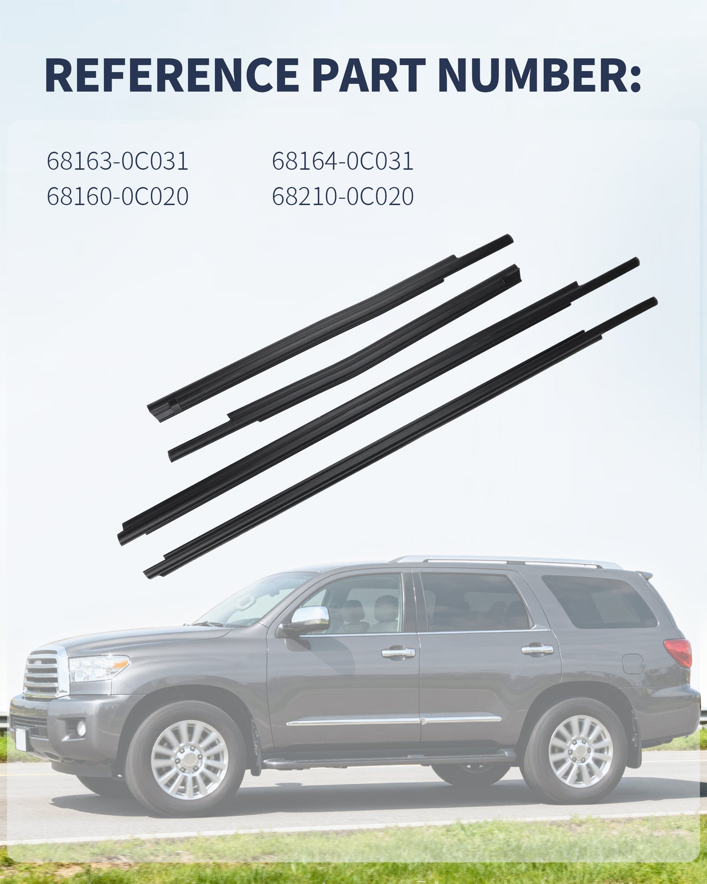 Toyota Sequoia & Tundra Window Molding Trim Set - 4PC Weather Seal Kit (2007-2020)