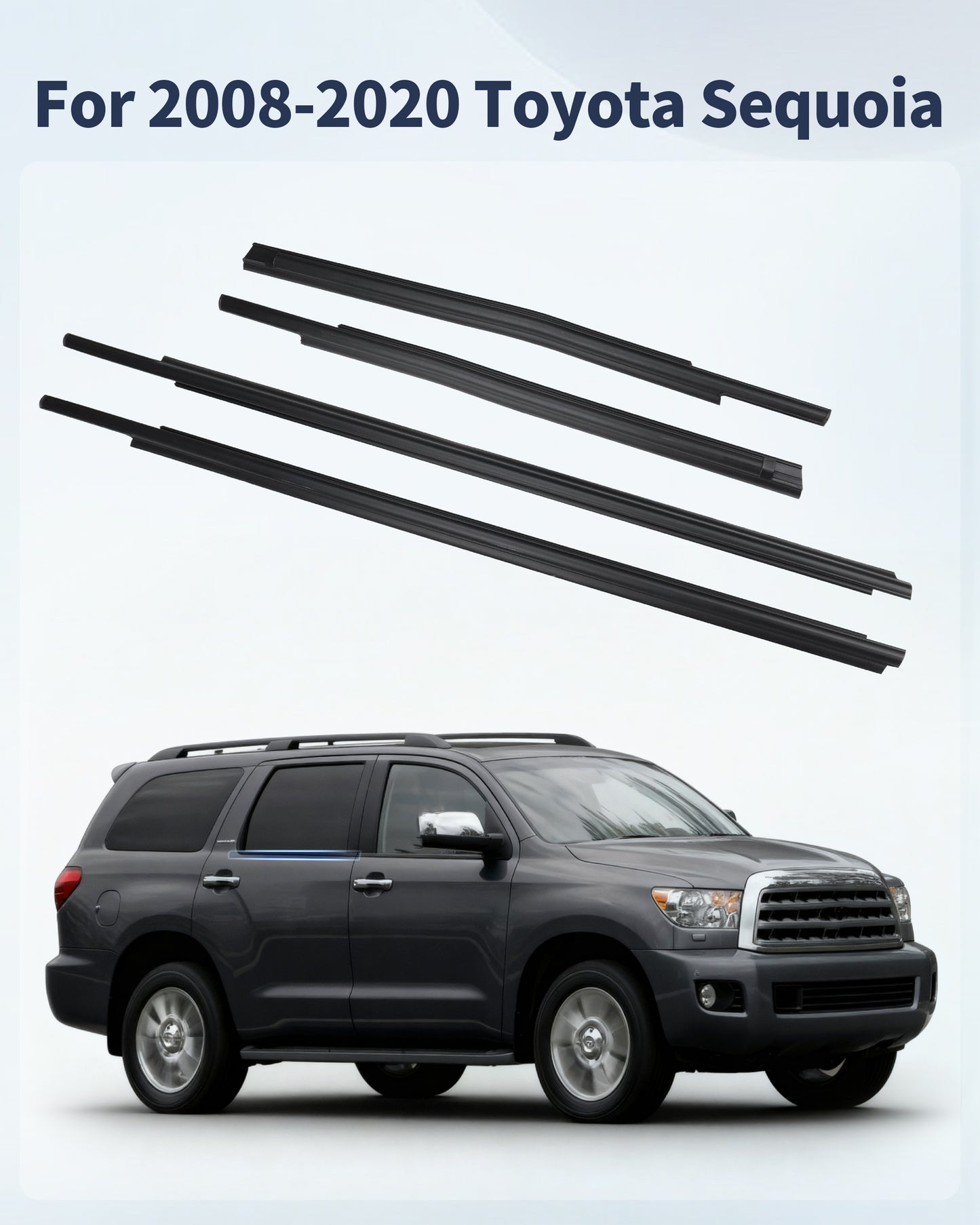 Toyota Sequoia & Tundra Window Molding Trim Set - 4PC Weather Seal Kit (2007-2020)