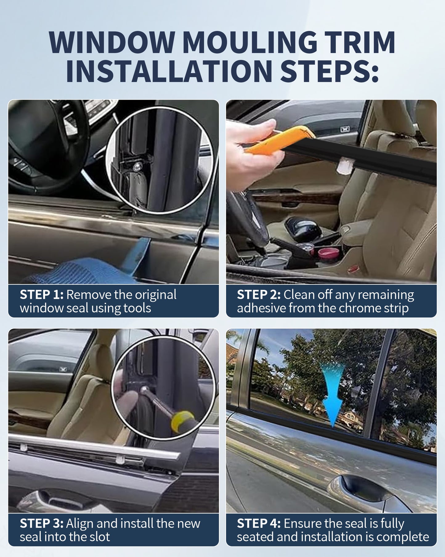 Toyota Sequoia & Tundra Window Molding Trim Set - 4PC Weather Seal Kit (2007-2020)