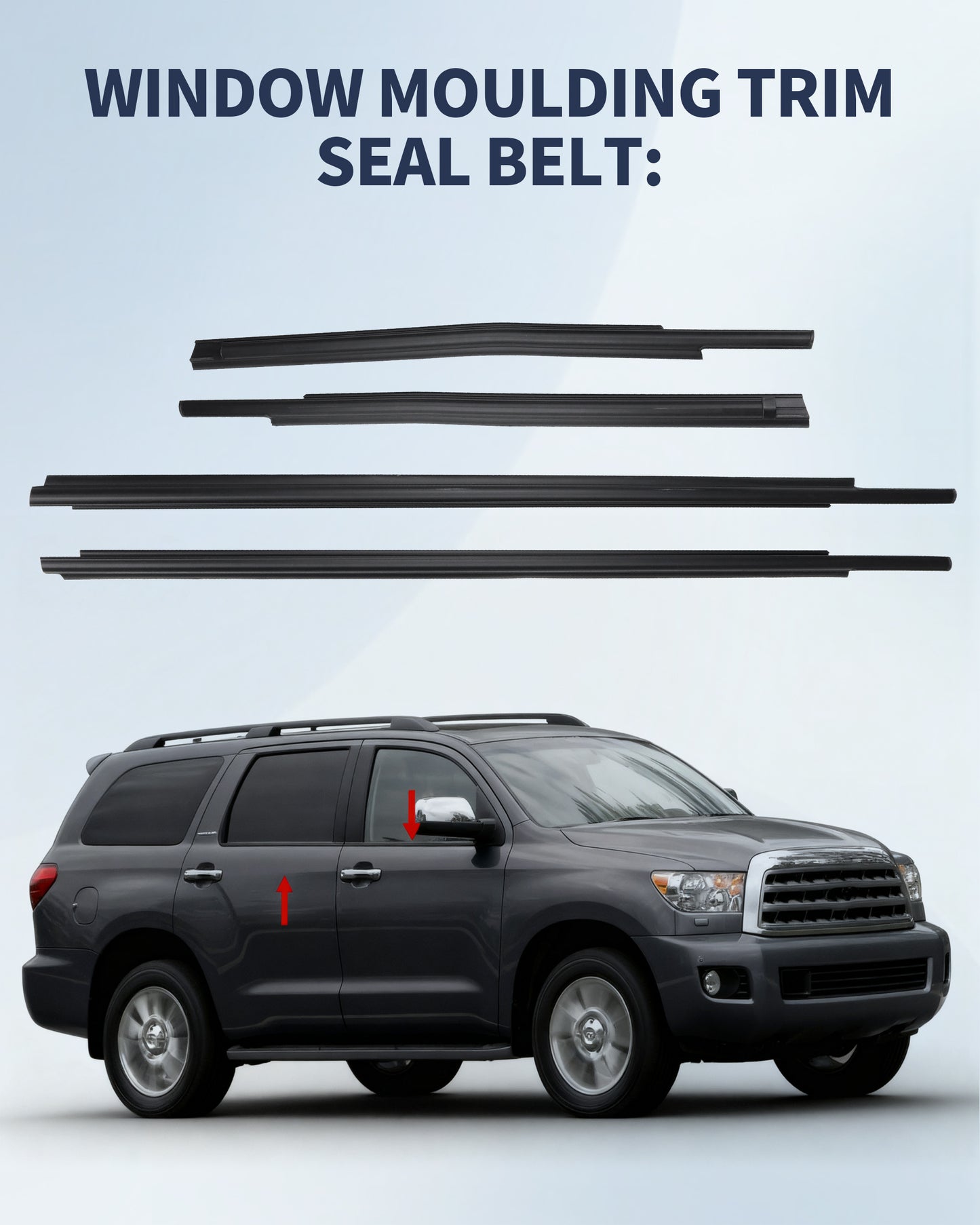 Toyota Sequoia & Tundra Window Molding Trim Set - 4PC Weather Seal Kit (2007-2020)