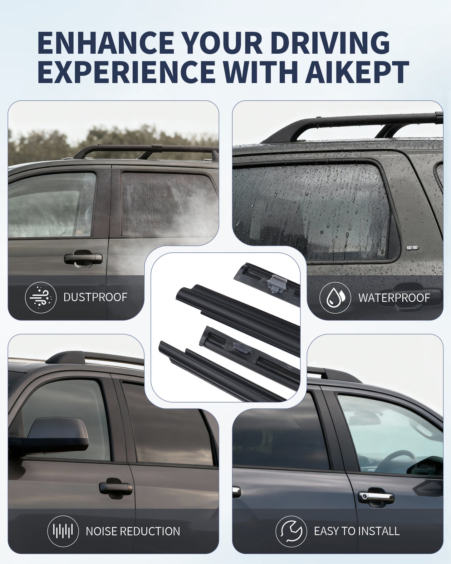 Toyota Sequoia & Tundra Window Molding Trim Set - 4PC Weather Seal Kit (2007-2020)