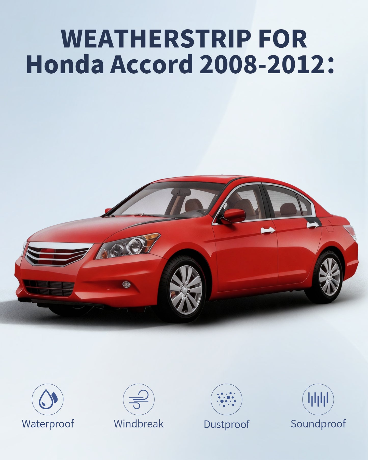 Chrome Window Molding Trim Set for Honda Accord 2008-2012 (4PCS) - OEM Quality Weatherstrip Seal