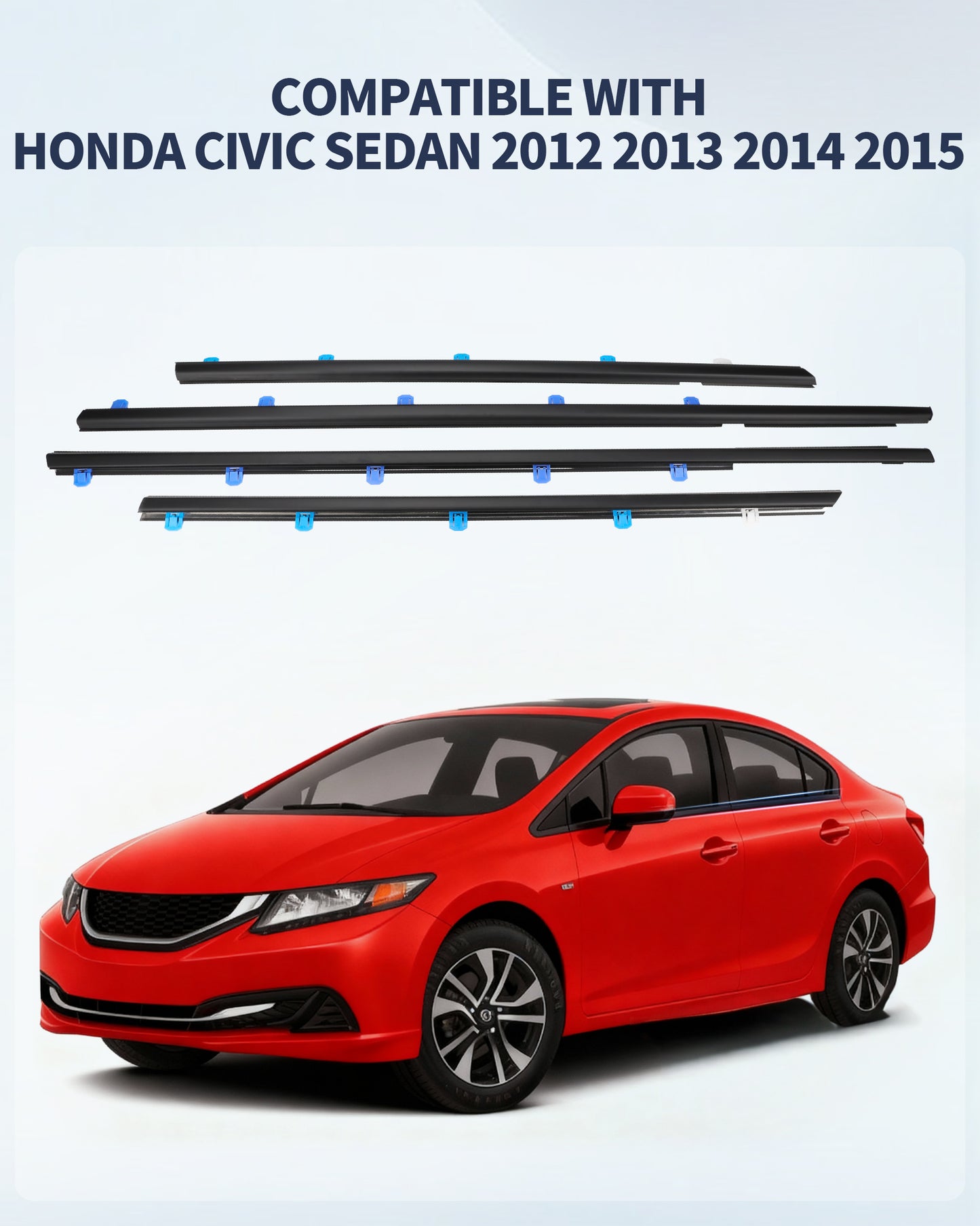 Honda Civic Window Weather Stripping Kit 2012-2015 4-Door Sedan | OEM Replacement 72450-TR0-A01