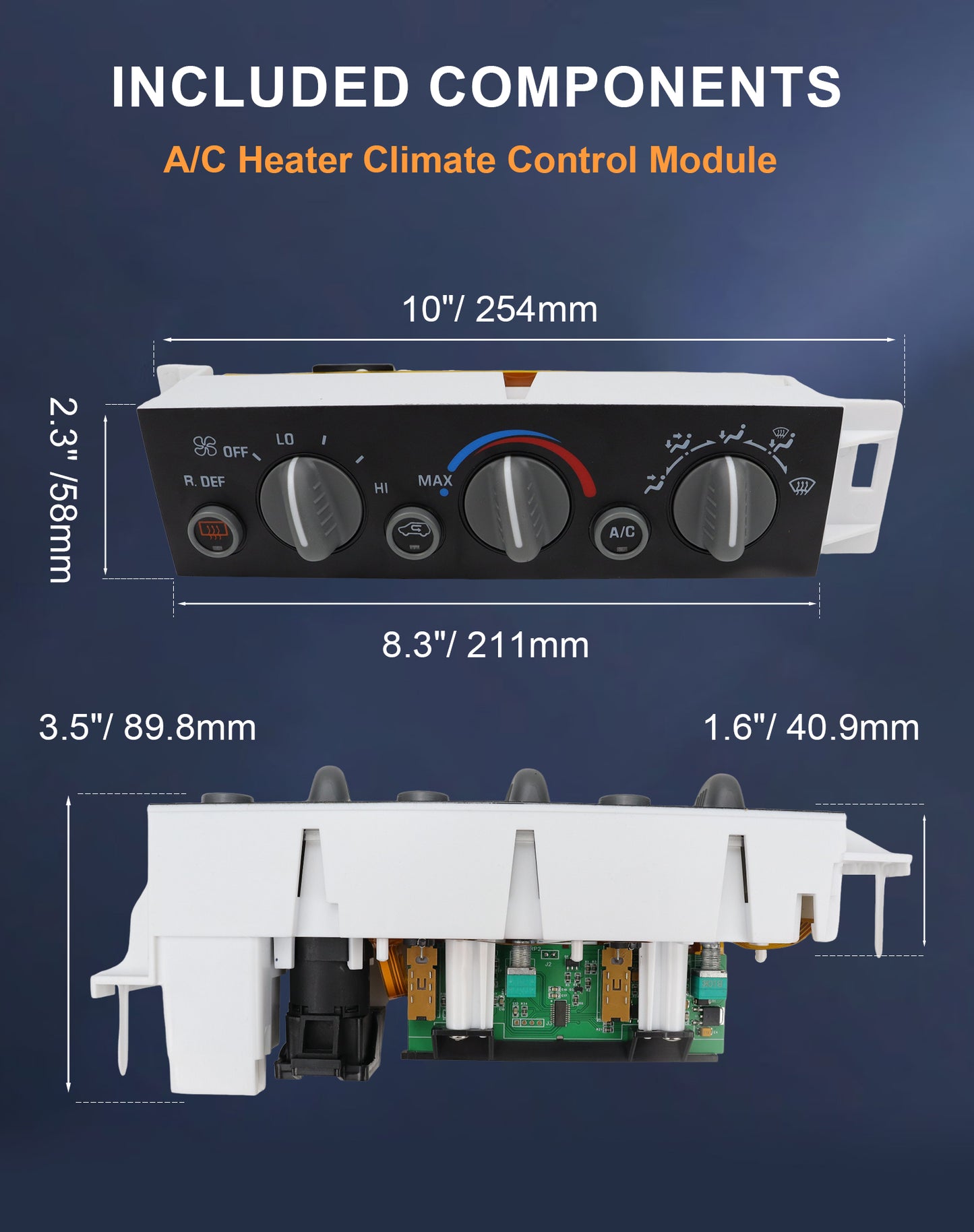 Flecto 599-006 AC Heater Control Panel with Rear Defogger - 1996-2000 Chevy, Cadillac, GMC (Escalade, C1500, Suburban, Tahoe, Yukon) - Replaces OEM 9378805, 16231165