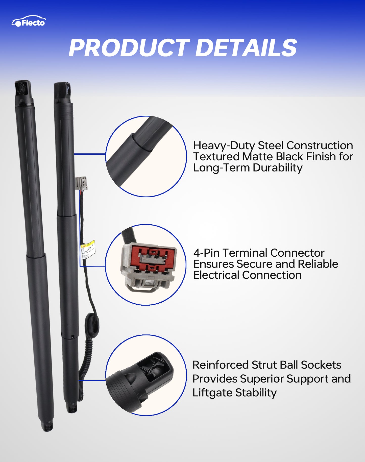 Flecto Liftgate Struts, Electric Rear Hatch Lift, Compatible with Cadillac 2015-2019 Escalade, Chevrolet 2015-2020 Suburban & Tahoe, GMC 2015-2020 Yukon & Yukon XL, Replace# 84306929 84036214, 2 Set