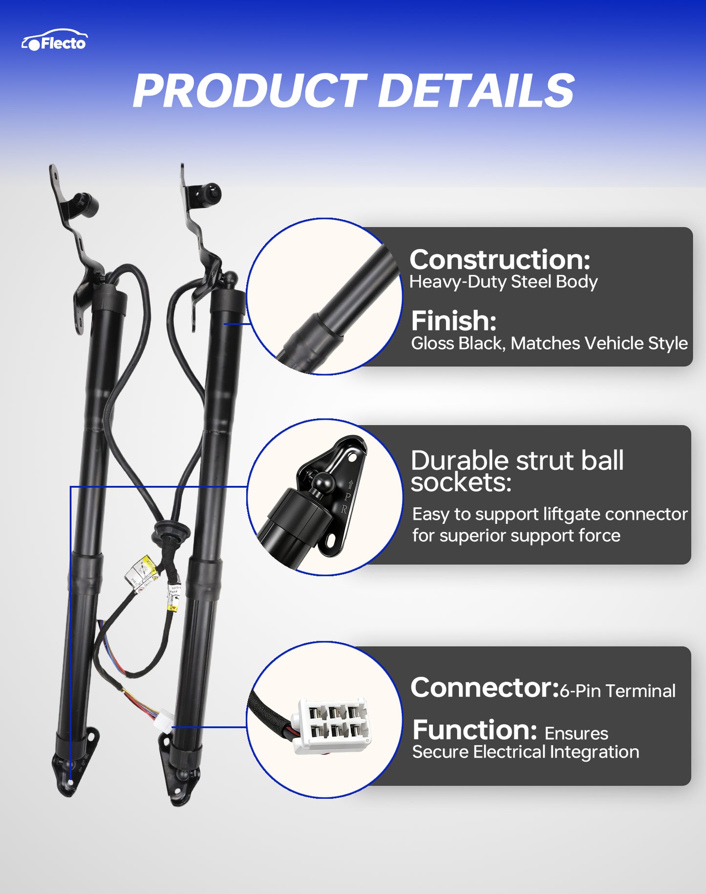 Flecto Left & Right Liftgate Struts, Electric Rear Hatch Lift, Trunk Tailgate Power Shock Support, Compatible with 2013-2018 Toyota RAV4 2.5L, Replace# 6892009010 6891009010, 2 Set