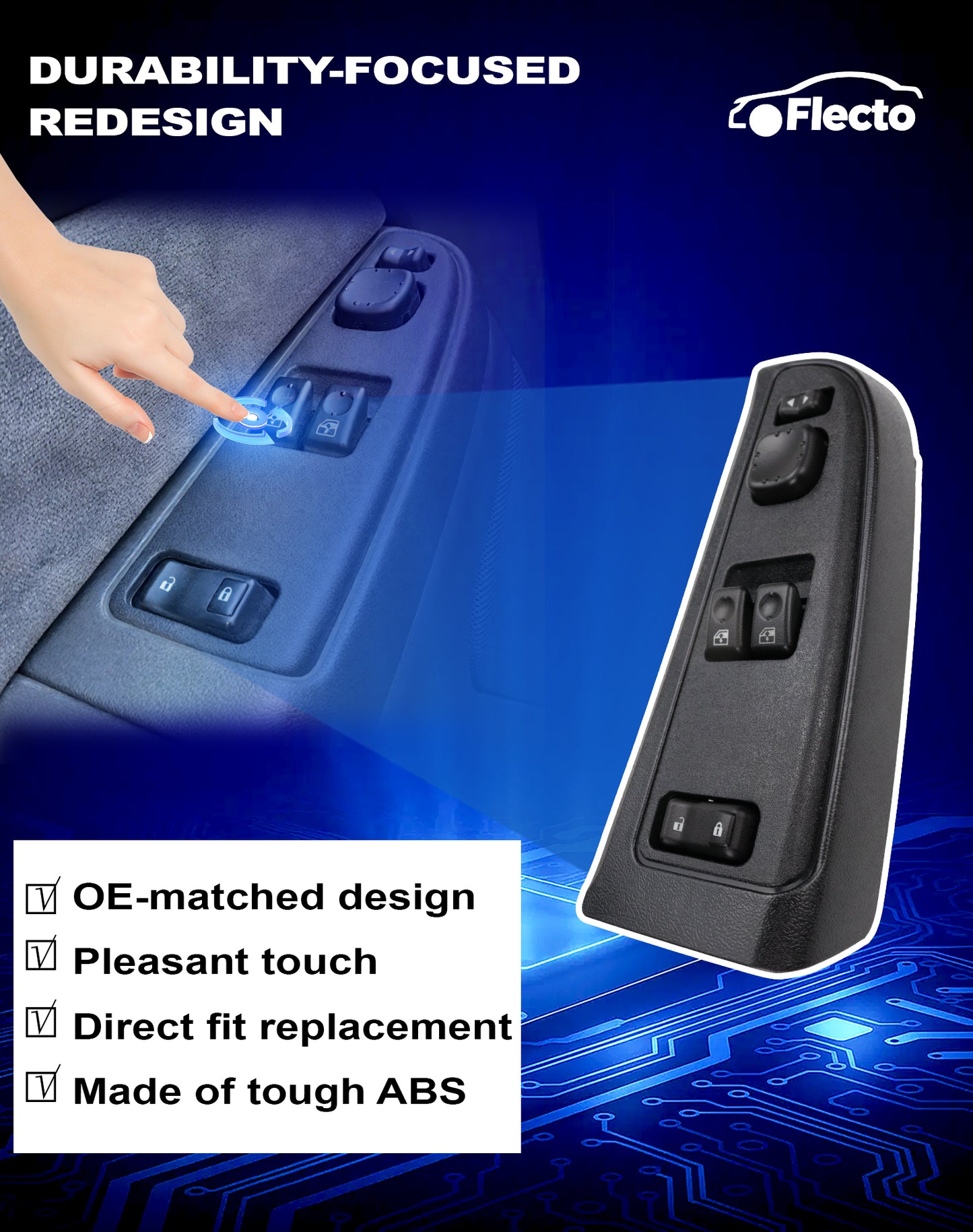 Flecto Master Power Window Switch Driver Side 15883318 with Door Lock & Bezel Compatible with 2003-2007 Chevy Silverado 1500 2500 3500 2003-2007 GMC Sierra 1500 2500 3500 Replace 920-023