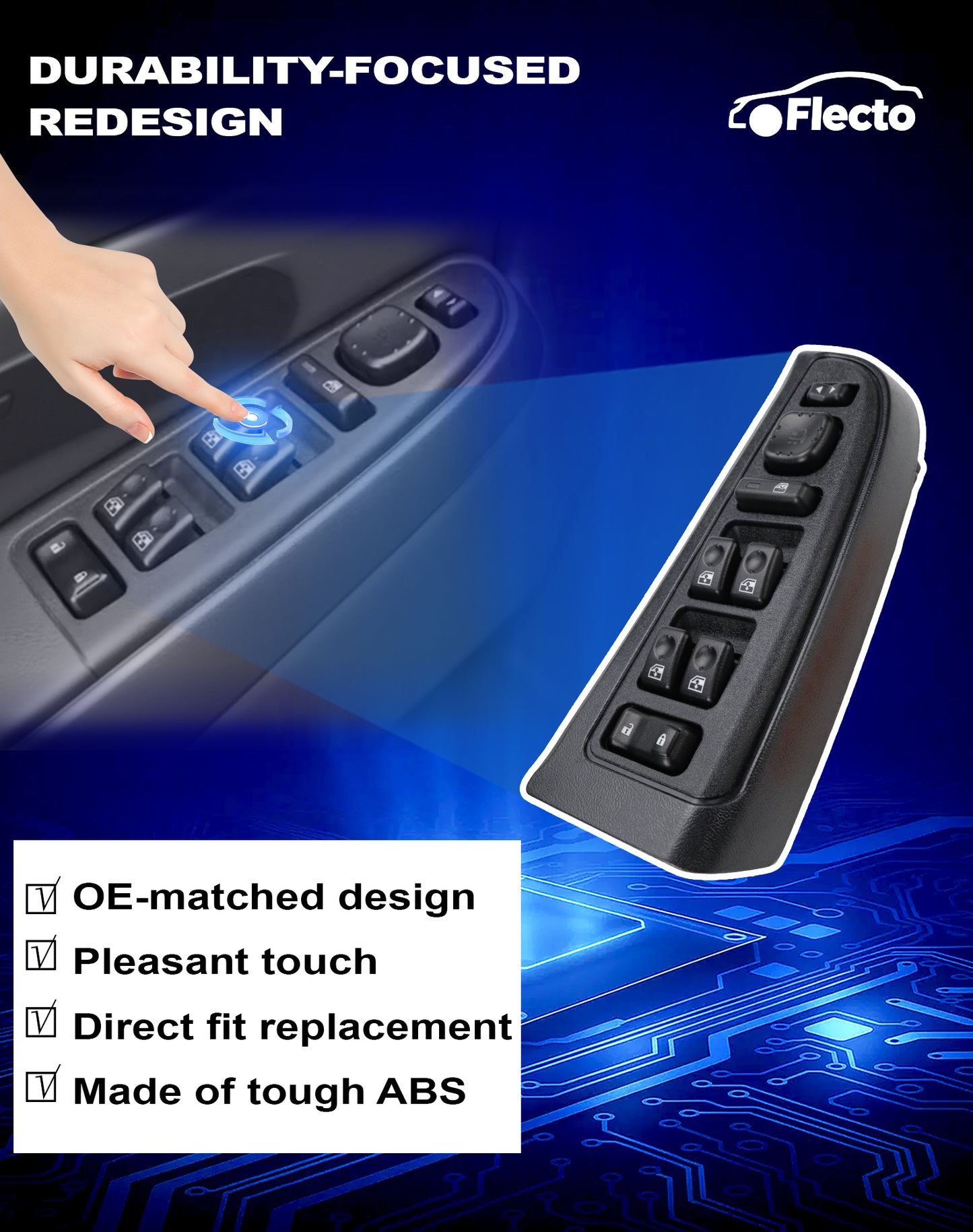 Flecto Master Power Window Switch Driver Side 15883319 with Door Lock & Folding Mirror Compatible with 2003-2006 Cadillac Escalade Chevy Silverado Avalanche Suburban Tahoe GMC Sierra Yukon Hummer H2