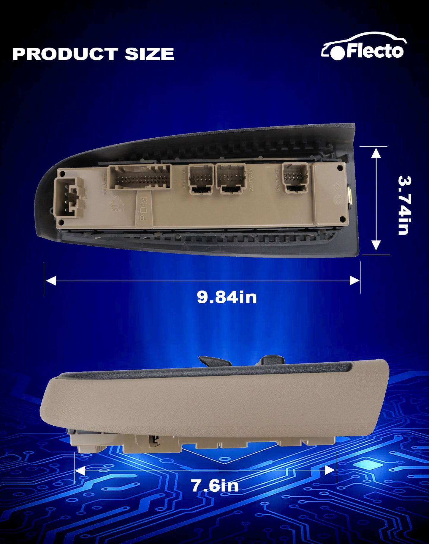 Flecto Power Window Switch Front Passenger Side 19115820 with Door Lock & Tan Bezel Compatible with 03-07 Chevy Avalanche Silverado Suburban Tahoe GMC Yukon Sierra Cadillac Escalade, Replace 920-020