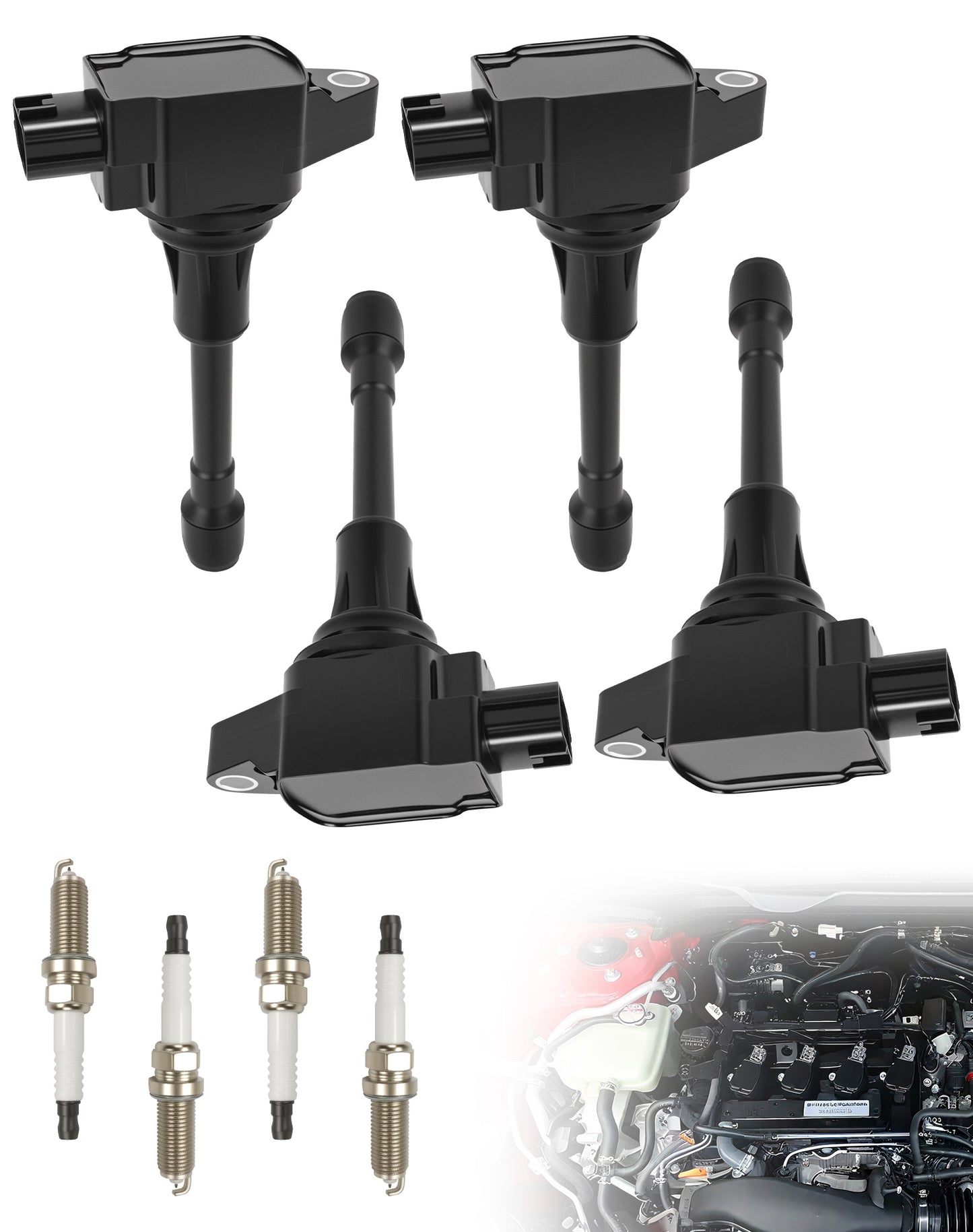 Nissan Ignition Coils & Spark Plugs UF549 - 1.6L-2.5L L4 Set of 4 (2007-2019)