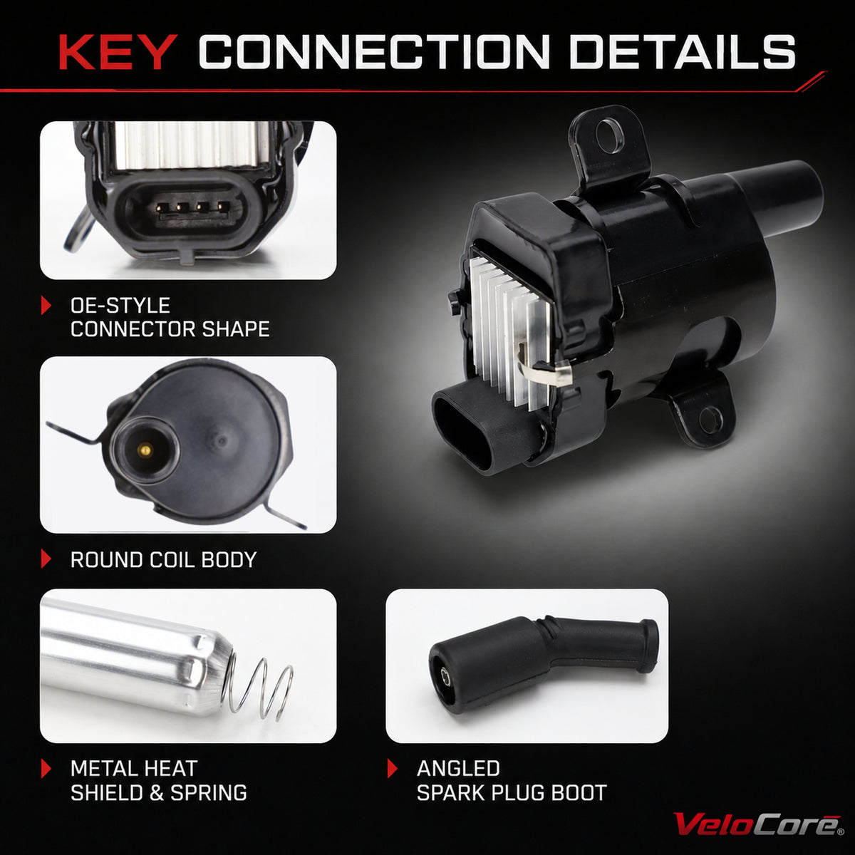 VeloCore UF262 8-Pack Round Ignition Coil 41962 Spark Plug and 8mm Wire Set | Compatible with Chevy Silverado Tahoe Suburban, GMC Sierra Yukon, Cadillac Escalade Hummer H2 1999-2007