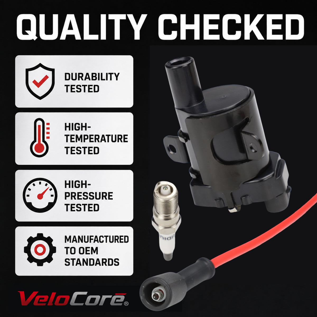 VeloCore UF262 8-Pack Round Ignition Coil 41962 Spark Plug and 8mm Wire Set | Compatible with Chevy Silverado Tahoe Suburban, GMC Sierra Yukon, Cadillac Escalade Hummer H2 1999-2007