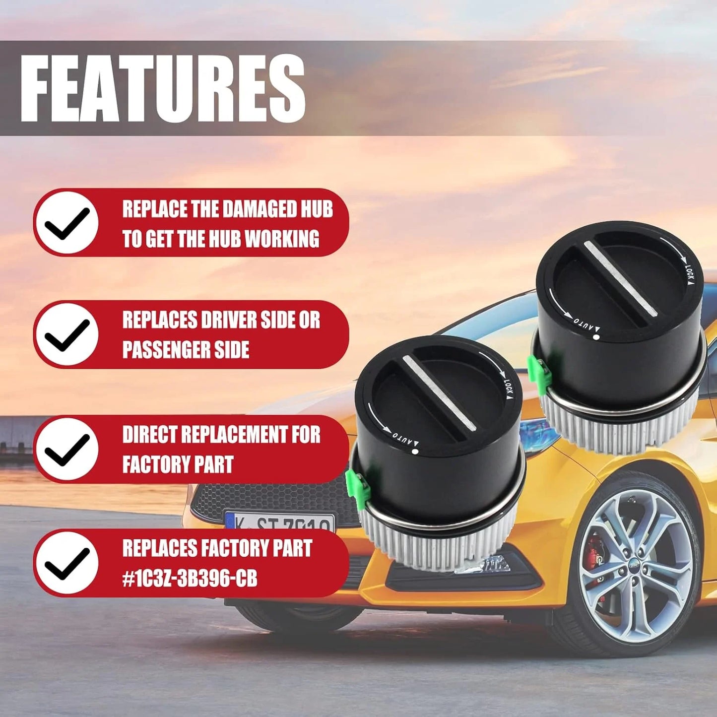 FEXON 4WD Auto Locking Hub Pair Kits Replacement,1C3Z-3B396-CB and 600-203. 2 Pack