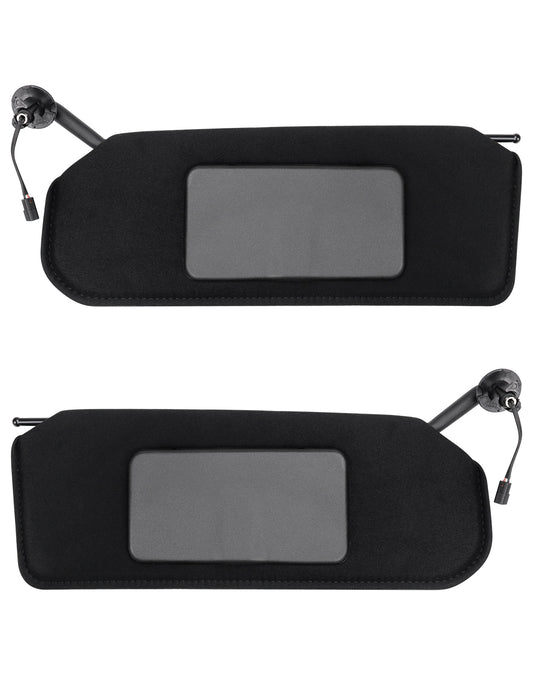 VeloCore Pair Sun Visor Replacement with LED Light & Mirrors Compatible with Chevrolet Corvette C5 1997 1998 1999 2000 2001 2002 2003 2004 Replace# 10442033 10442034, Black
