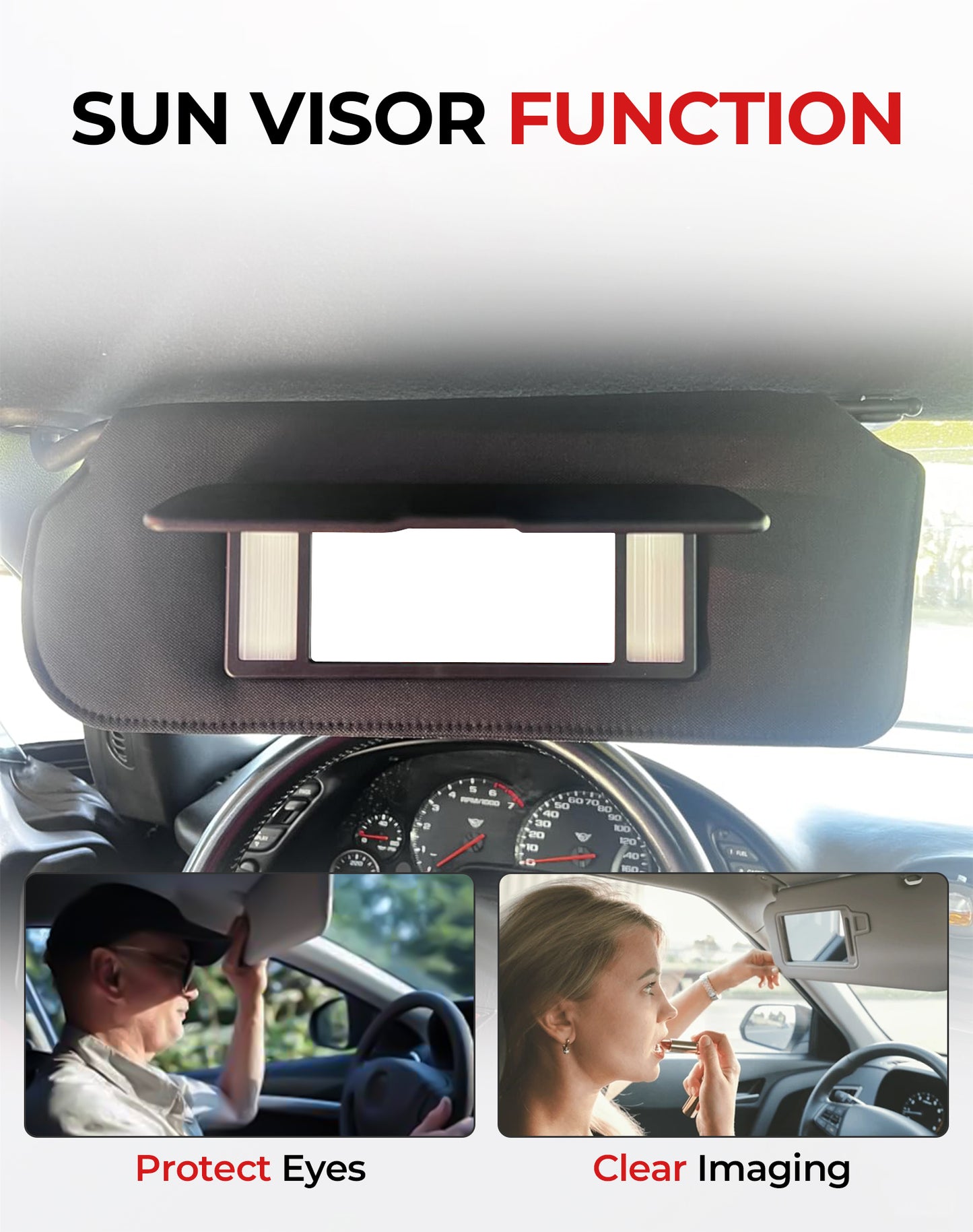 VeloCore Pair Sun Visor Replacement with LED Light & Mirrors Compatible with Chevrolet Corvette C5 1997 1998 1999 2000 2001 2002 2003 2004 Replace# 10442033 10442034, Black