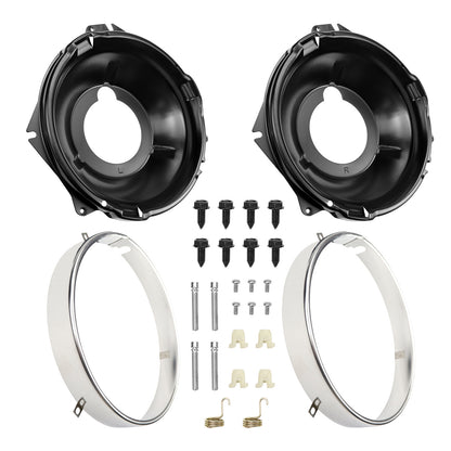 FEXON Headlight Retainer Ring & Mounting Bucket Assembly Kit with Hardware for 1967-1969 Chevy Camaro, 1969-1970 Nova, 1970 Monte Carlo, 1968 Chevy II