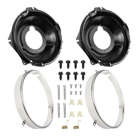 FEXON Headlight Retainer Ring & Mounting Bucket Assembly Kit with Hardware for 1967-1969 Chevy Camaro, 1969-1970 Nova, 1970 Monte Carlo, 1968 Chevy II