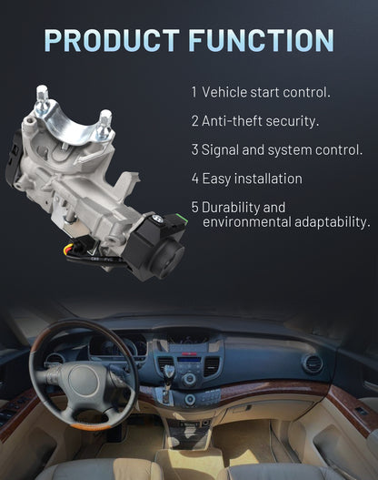Radvik 35100-SDA-A71 Ignition Switch Lock Cylinder Assembly with 2 Keys (No Chip) - Compatible with Honda Accord 2004-2007 Odyssey 2005-2007 Element 2007