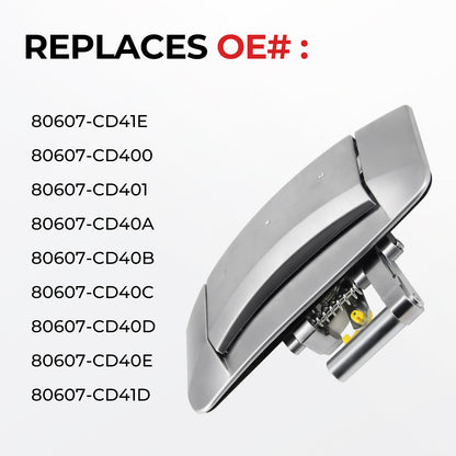 VeloCore Exterior Door Handle Right Passenger Side Compatible with Nissan 350Z 2003-2009, Replaces OE# 80606-CD01E, 80606-CD00E, 80606-CD00B, 80606-CD00C, 80606-CD01D