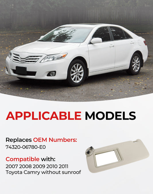 Toyota Camry Sun Visor Set 74320-06780-E0 - Left & Right Beige (2007-2011)