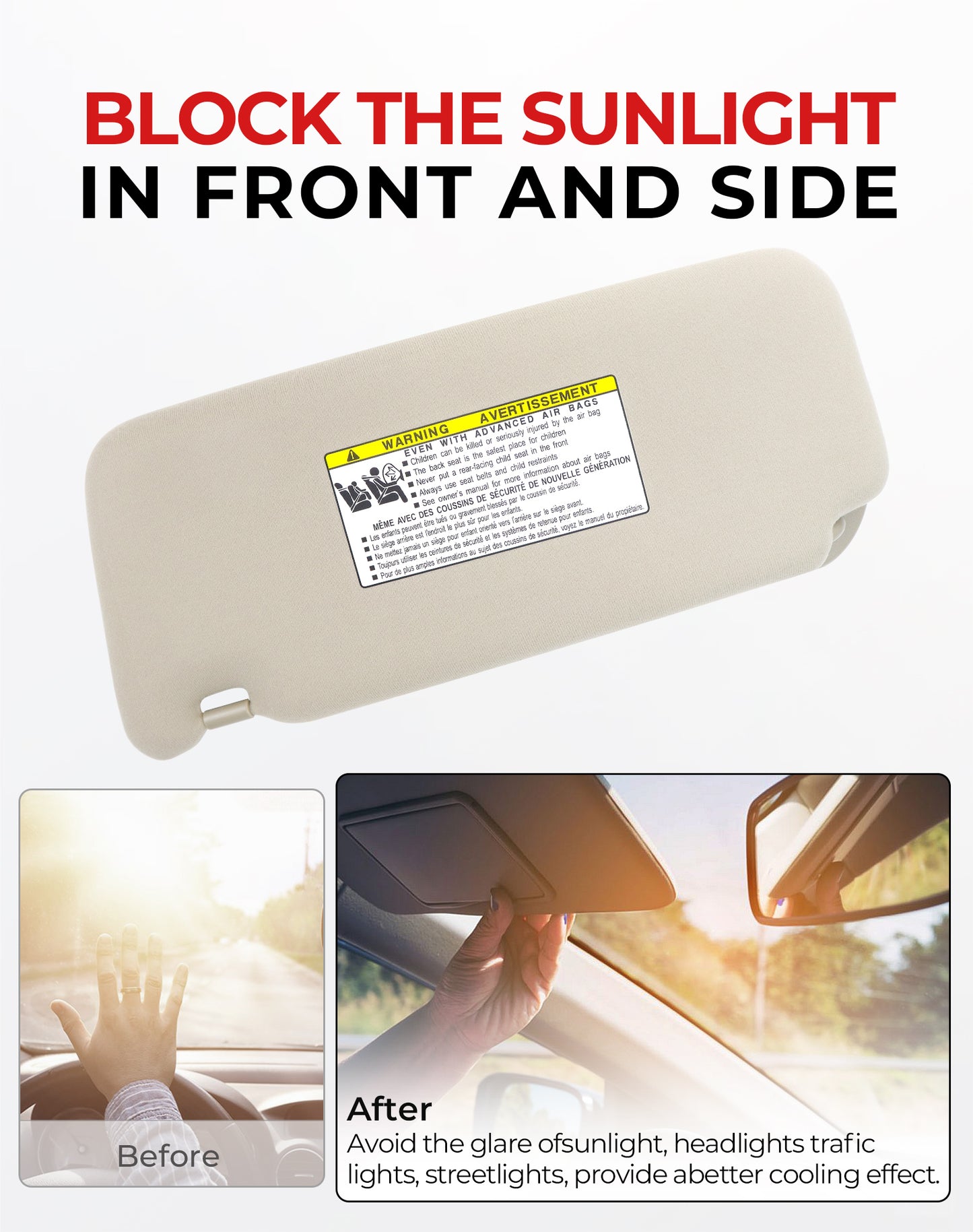 Toyota Camry Passenger Sun Visor 7431006750E0 - Right Side Beige (2007-2011)