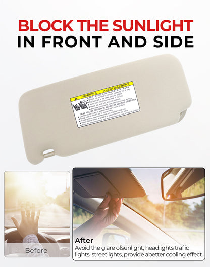 Toyota Camry Passenger Sun Visor 7431006750E0 - Right Side Beige (2007-2011)