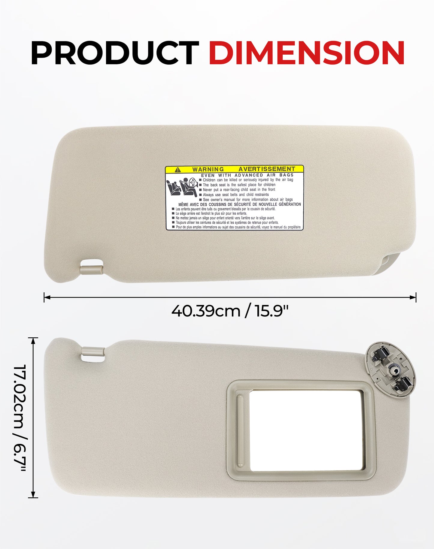 Toyota Camry Passenger Sun Visor 7431006750E0 - Right Side Beige (2007-2011)