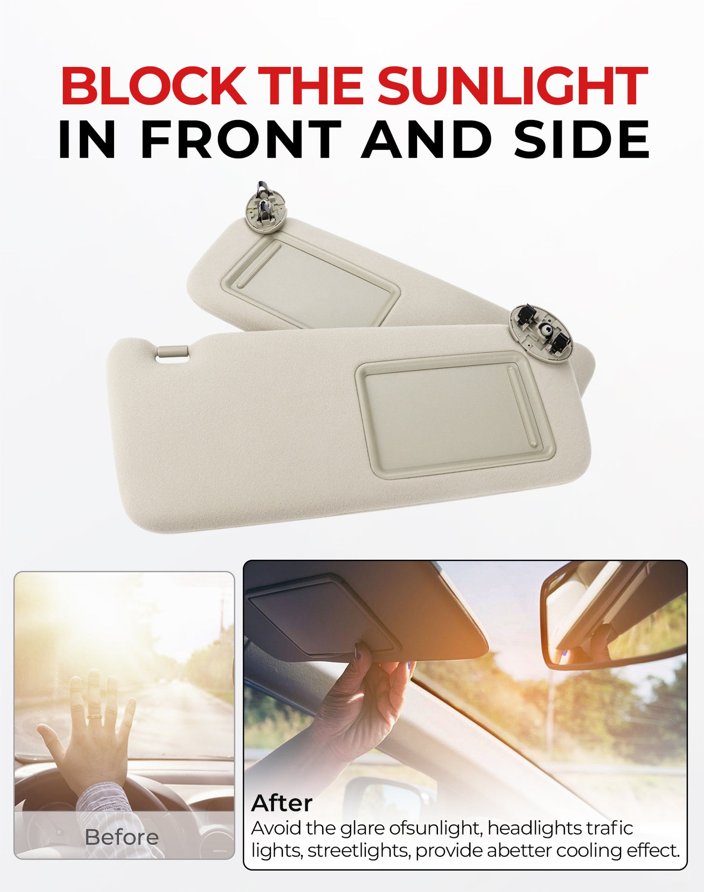 Toyota Camry Driver Sun Visor 7432006780E0 - Left Side Beige (2007-2011)