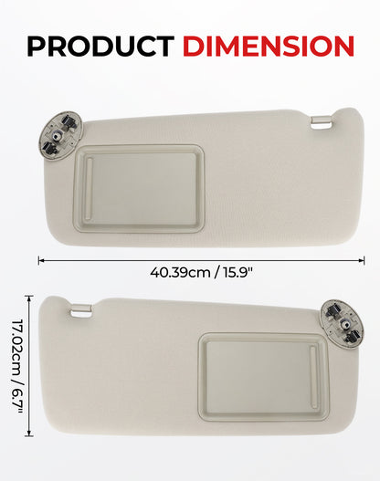 Toyota Camry Driver Sun Visor 7432006780E0 - Left Side Beige (2007-2011)