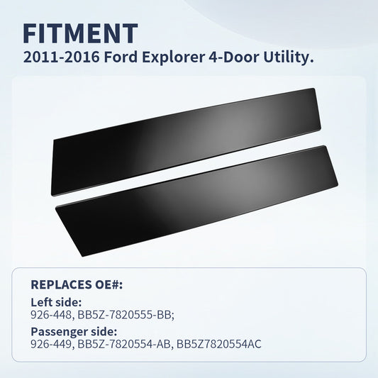 Ford Explorer Outer B Pillar Trim Molding 926-448 926-449 2-Piece (2011-2016)
