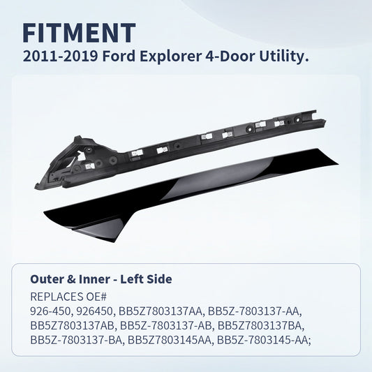 Ford Explorer Windshield Trim Molding 926450 - A Pillar Left Outer & Inner (2011-2019)
